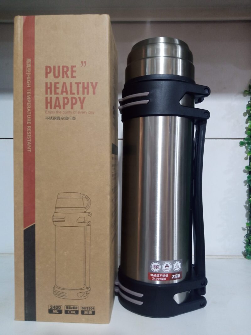 Pure Healthy Happy Stainless Steel Insulated Travel Bottle 2.4L