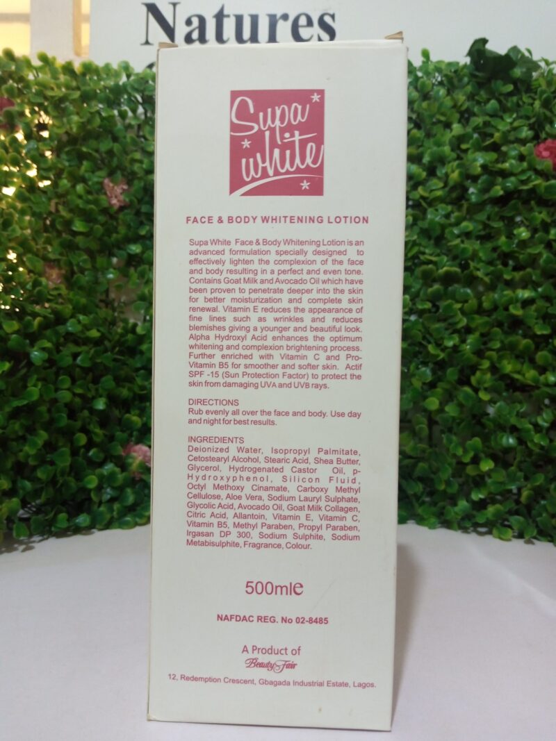 Super White Face and body lightening lotion 500ml - Image 2