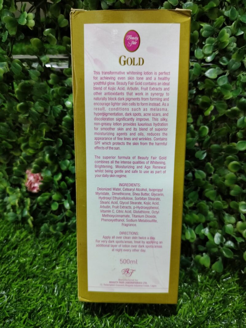 Beauty Fair Gold Superior Quick Acting whitening Lotion. 500ml - Image 2