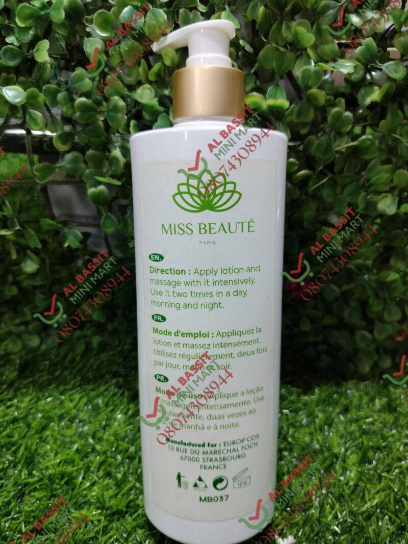 Miss Beaute Cucumber Argan Oil Lotion. 400ml - Image 2