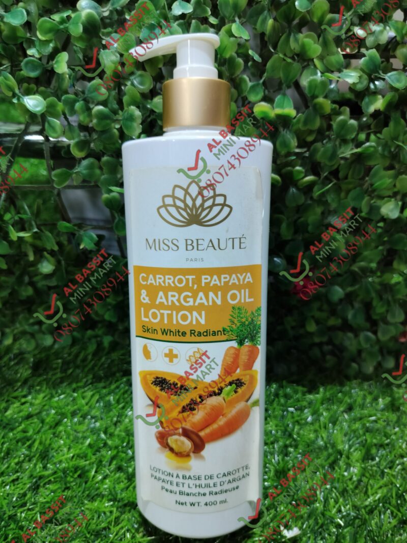 Miss Beaute lotion with Carrot, Papaya & Argan Oil Lotion. 400ml
