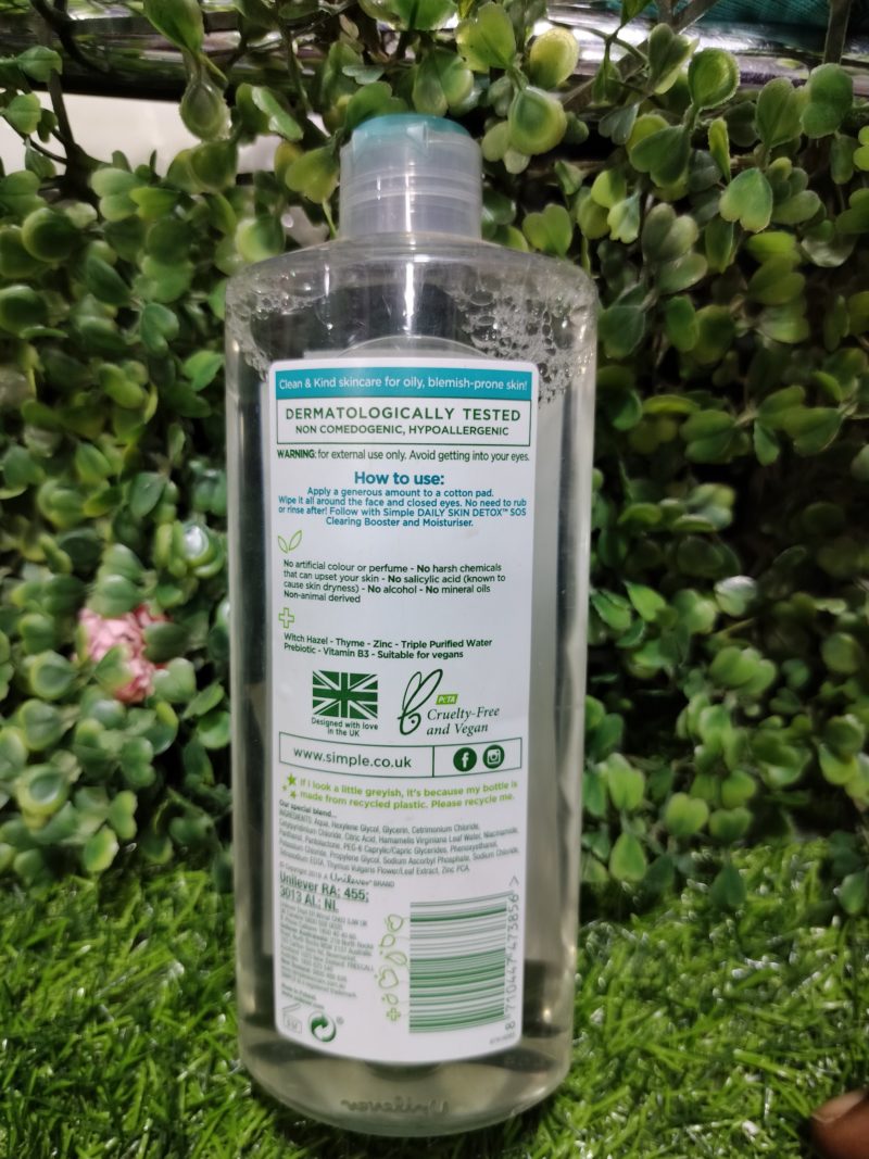 Simple Oil be gone Miceller water. 400ml - Image 2