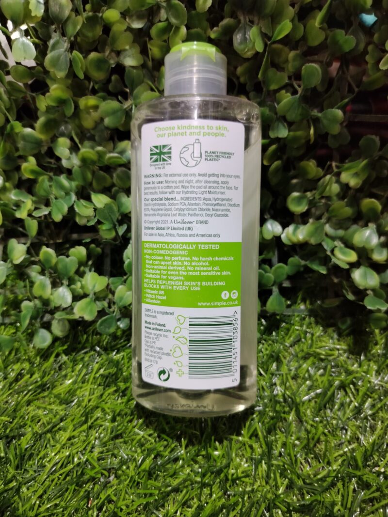 Simple Soothing Toner 100% alcoholic free. 200ml - Image 2