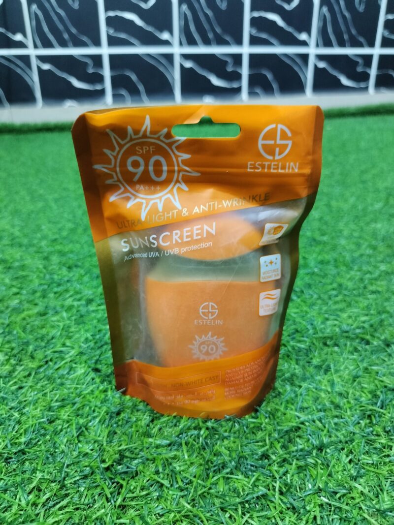 Estelin SPF 90 PA+++ Ultra-Light & Anti-Wrinkle Sunscreen (75g).