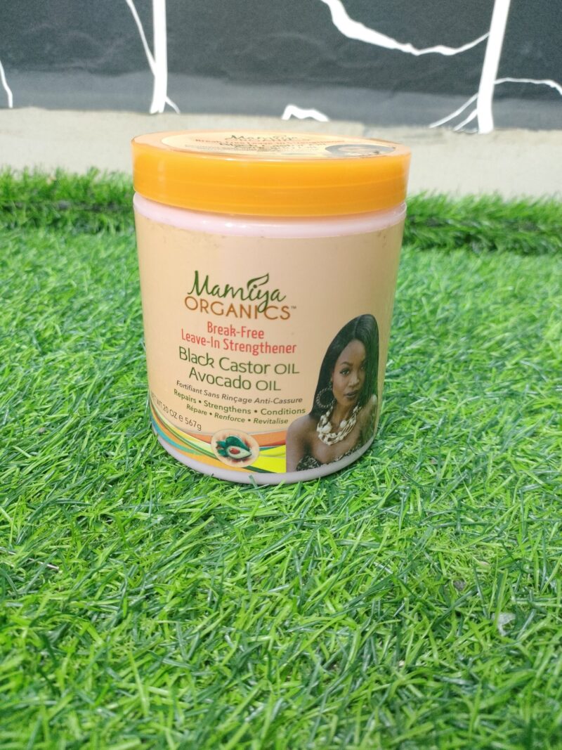 Mamiya Organics Break-Free Leave-In Strengthener Black Castor and Avocado Oil (567g).