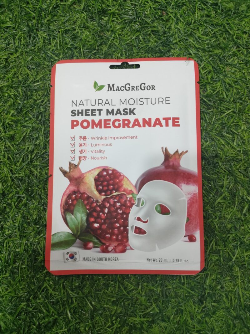 Macgregor Natural Moisture Sheet Mask Pomegranate (23ml).
